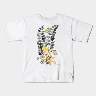 Gold And Black Botanicals D Kids T-Shirt